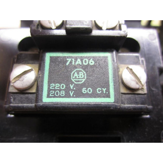 Allen Bradley 705BAA Starter Assembly 71A06 Coils - Used