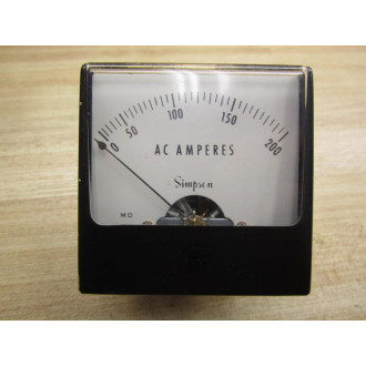 Simpson Model 1257 AC Amperes Meter 0-200 02626 - Used