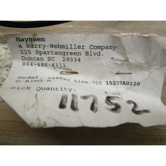Hayssen 15237A0120 O-Ring-H (Pack of 8)