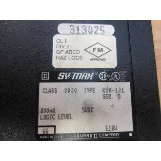 Square D 8030-ROM-121 SyMax Output Module 8030ROM121 Ser.D - Used