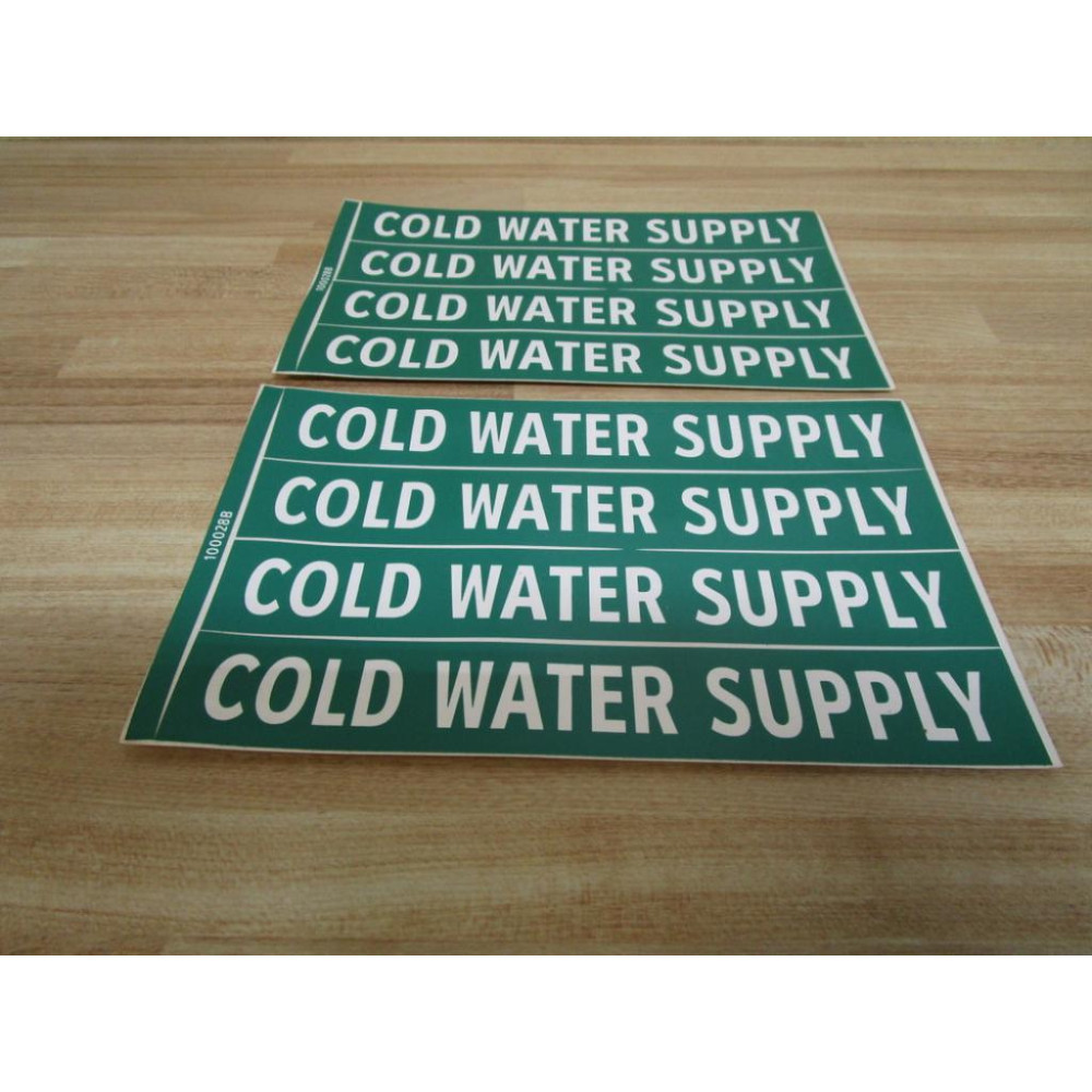 Lab Safety Supply 100028B Cold Water Supply Sign (Pack of 2) - New No Box