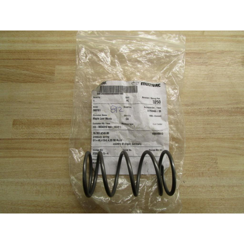Multivac 19.781.4249.00 Pressure Spring (Pack of 3)