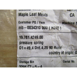 Multivac 19.781.4249.00 Pressure Spring (Pack of 3)