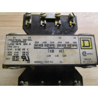 Square D 9070-E0-1 Industrial Control Transformer - Used