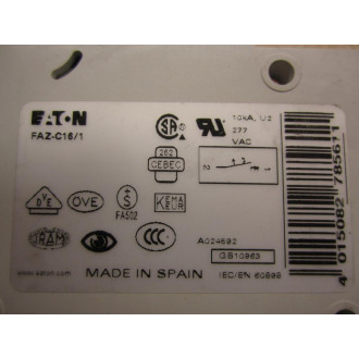 Cutler Hammer FAZ-C161 Eaton Circuit Breaker - New No Box