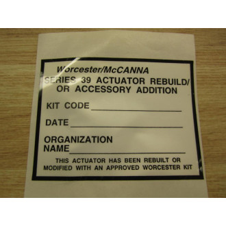 Worcester 25-RK39-R6 Series 39 Actuator Rebuild Kit