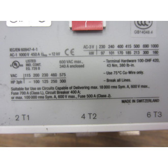 Allen Bradley 100S-D300EN22BC Contactor 100SD300EN22BC