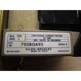 Allen Bradley 702-BOA-93 Contactor 702-B0A-93 - Used