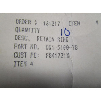 Limitorque CG1-5100-78 Retaining Ring (Pack of 10)