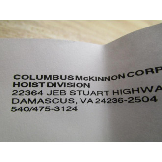 Columbus McKinnon 36684 Centrifugal Mechanism