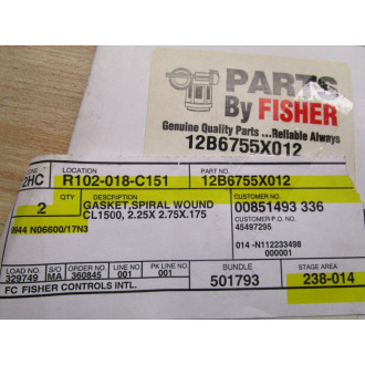 Fisher Controls 12B6755X012 Spiral Wound Gasket