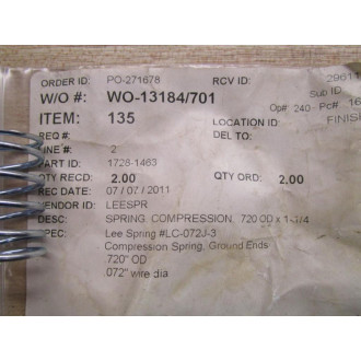 Lee Spring 1728-1463 Compression Spring LC-072J-3 (Pack of 2)