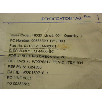 Flowserve 04122089 Disk Check Valve - New No Box