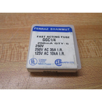 Gould Shawmut Ferraz Mersen GGC14 Fuse Cross Ref 5LAW3 Fine Wire (Pack of 10)