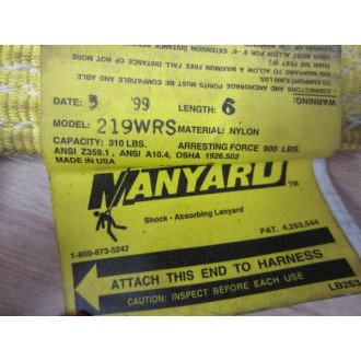 Manyard 219WRS Shock Asborbing Lanyard 6' - Used