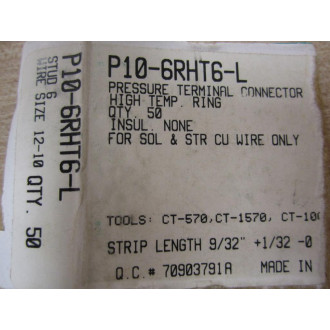 Panduit P10-6RHT6-L Uninsulated Ring Terminal (Pack of 22) - New No Box