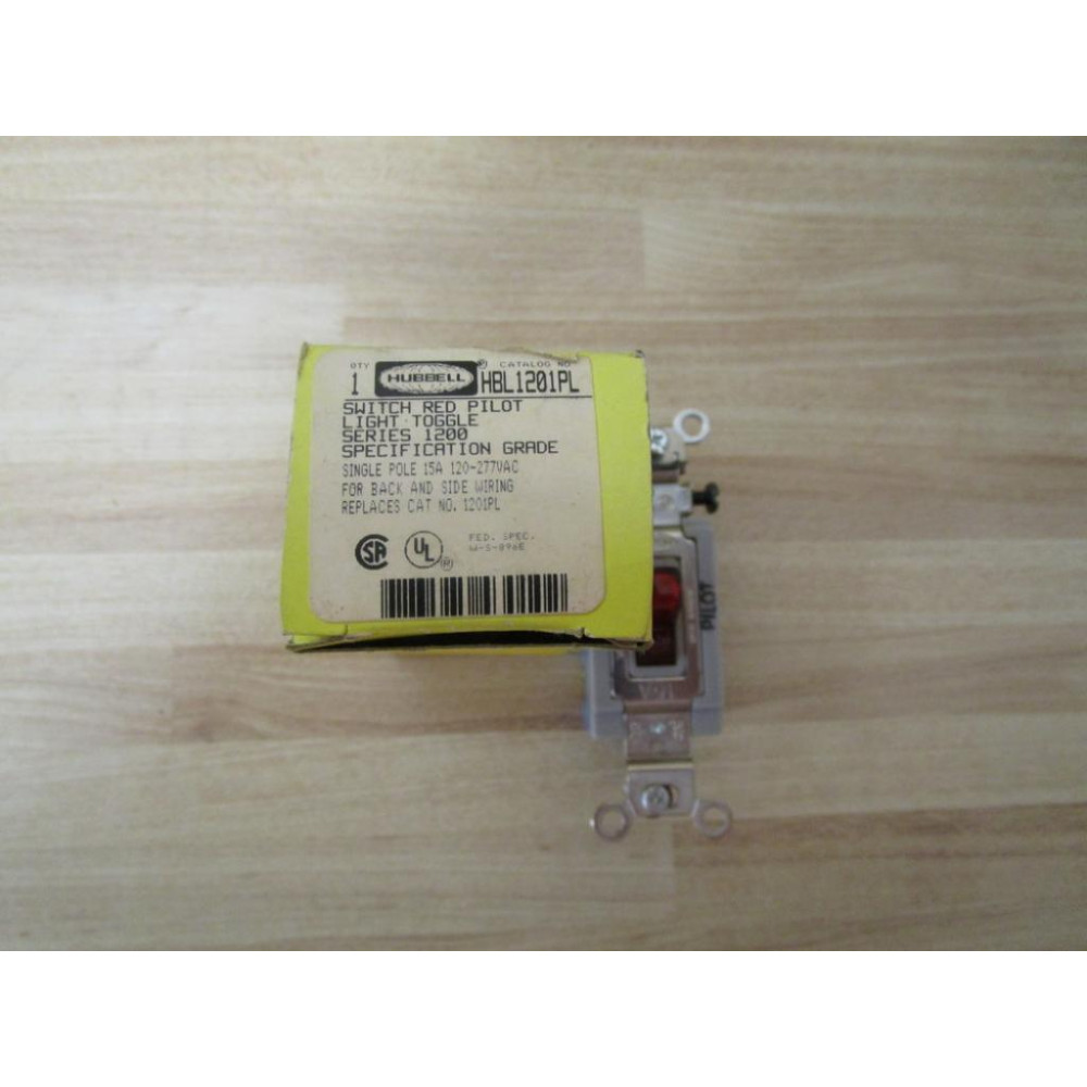 Hubbell HBL1201PL Switch Red Pilot Light Toggle