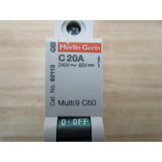 Merlin Gerin 60113 Square D Breaker 20A MG60113 Schneider - Used