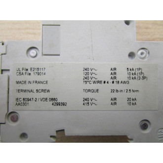 Merlin Gerin 60138 Square D Breaker 3A MG60138 Schneider - Used