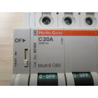 Merlin Gerin 60180 Breaker 20A wAuxiliary Switch 26925 - Used