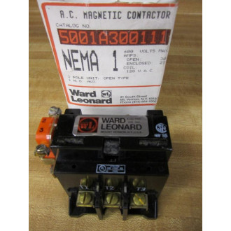 Ward Leonard 5001A3001-11 Contactor 5001A300111