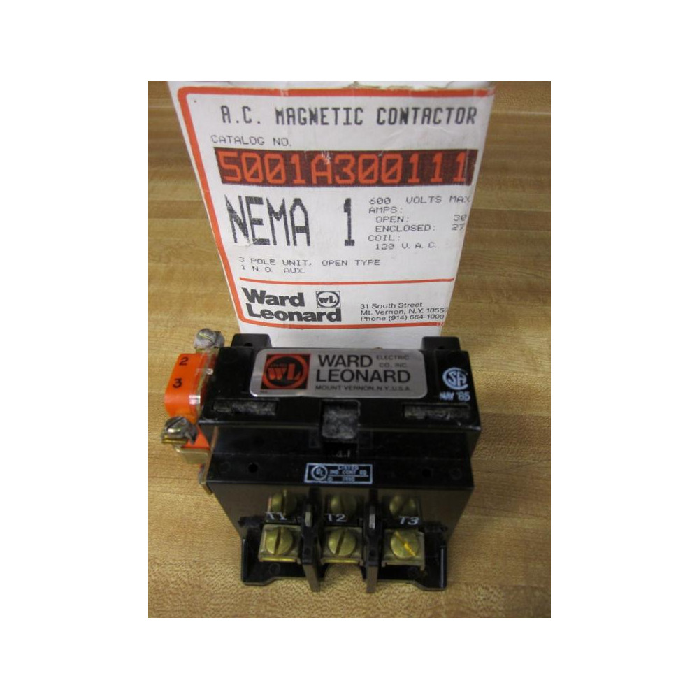 Ward Leonard 5001A3001-11 Contactor 5001A300111