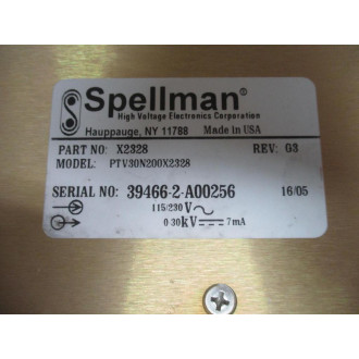 Spellman PTV30N200X2328 Power Supply X2328 - Used