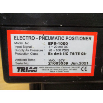 Triac EPR-1000 Electro-Pneumatic Positioner EPR1000 - Used