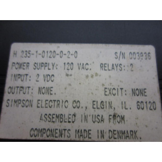 Simpson H 235-1-0120-0-2-0 Meter H23510120020 - Used