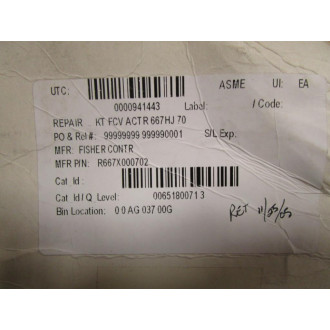 Fisher R667X000702 Repair  KT FCV ACTR 667HJ70