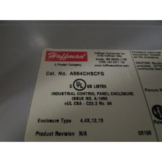Hoffman A664CHSCFG Enclosure - Used