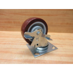 Generic 4X1.5 Caster Wheel 4X1-12 Red, Swivel Plate WBrake - New No Box