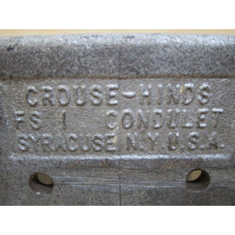 Crouse Hinds FS 1 Junction Box Cracked Housing-Missing Screw - Used