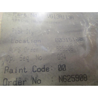Loudon Machinery VG13A119A Main Gripper Spring - New No Box