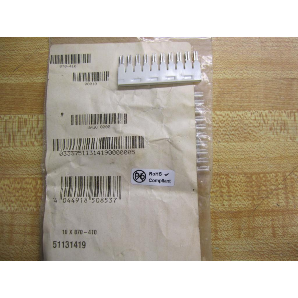 Wago 870-410 Push-In Type Jumper Bar (Pack of 5) - New No Box