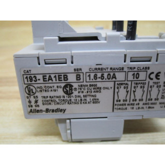 Allen Bradley 193-EA1EB Overload Relay 193EA1EB Series B: 1.6-5.0A - Used