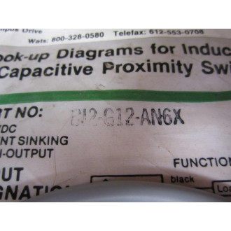 Turck B12-G12-AN6X 4635500 Proximity Switch B12G132AN6X