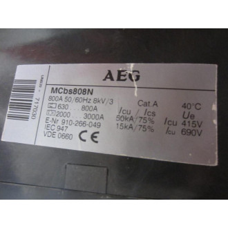 AEG MCBS808N 800 Amp Circuit Breaker - New No Box