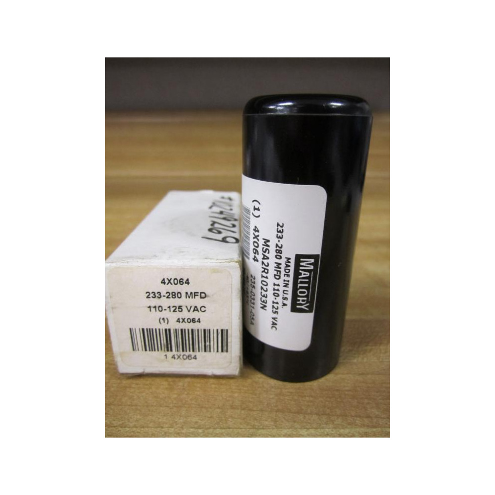 Mallory 4X064 Capacitor MSA2R10233N 233-280 MFD 110-125 VAC