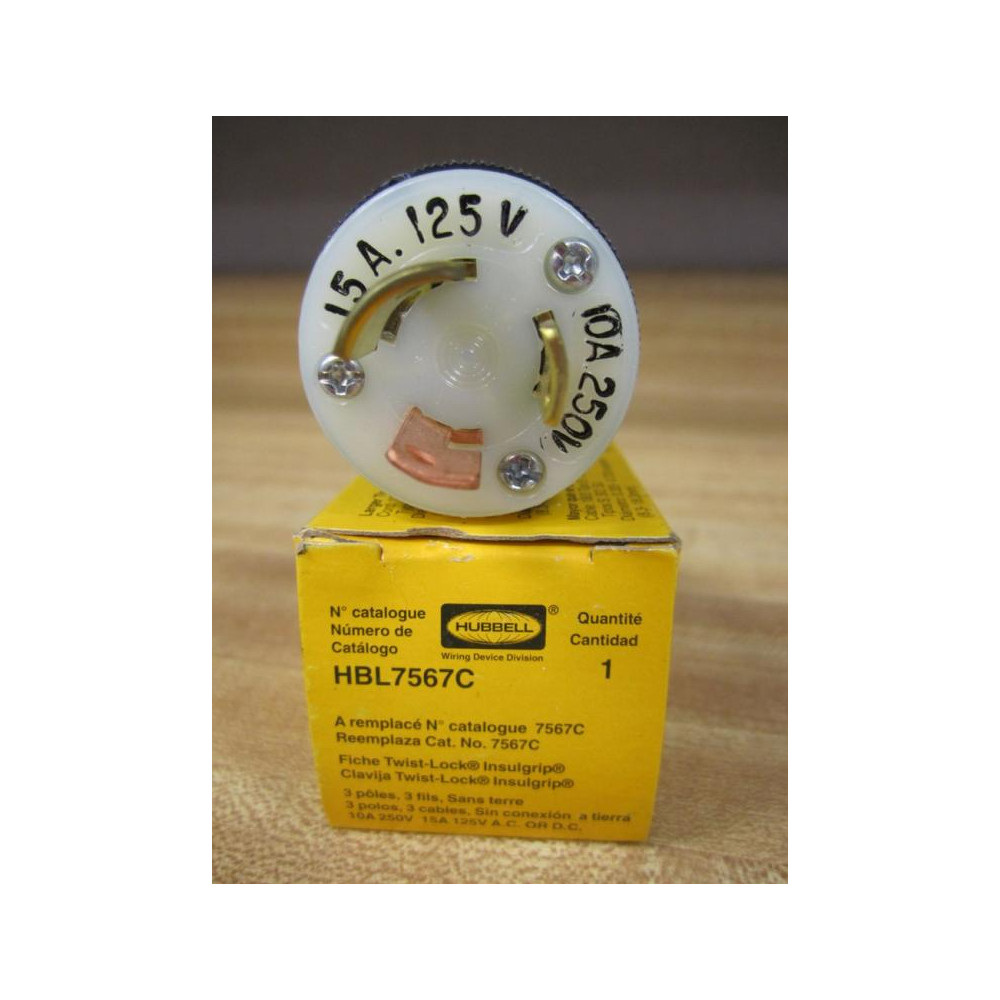 Hubbell HBL7567C Plug Twist-Lock 15A125V - 10A250V