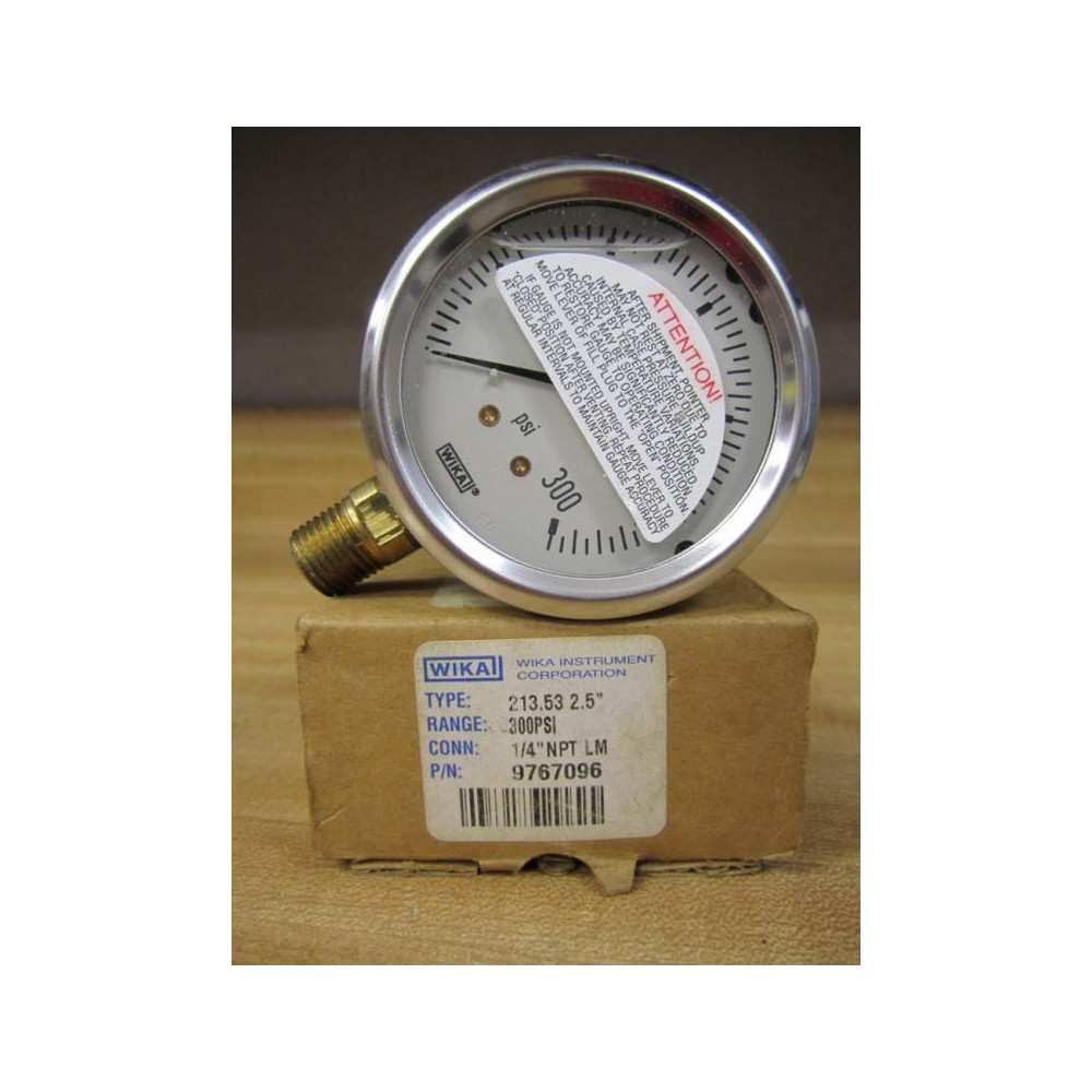 Wika 9767096 Gauge 0-300 PSI  2-12" 14" NPT Liquid