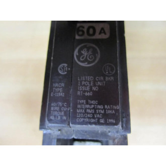 General Electric THQC1160WL Circuit Breaker RT-660 - Used