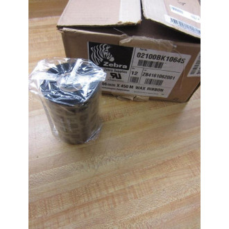 Zebra Technologies 02100BK10645 Black Wax Ribbon 106mm x 450m (Pack of 12)