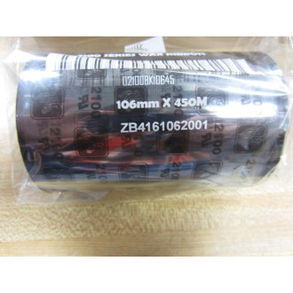 Zebra Technologies 02100BK10645 Black Wax Ribbon 106mm x 450m (Pack of 12)