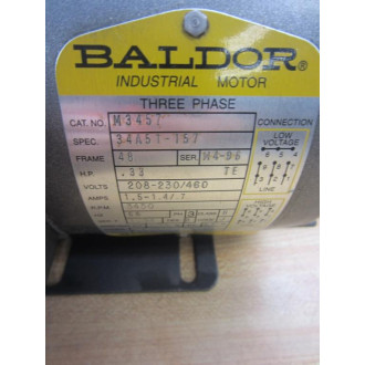 Baldor M3457 Motor 34A51-157 Frame 48 3450RPM 208230460V - New No Box