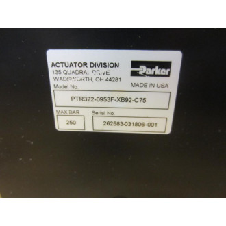 Parker PTR322-0953F-XB92-C75 Actuator PTR3220953FXB92C75