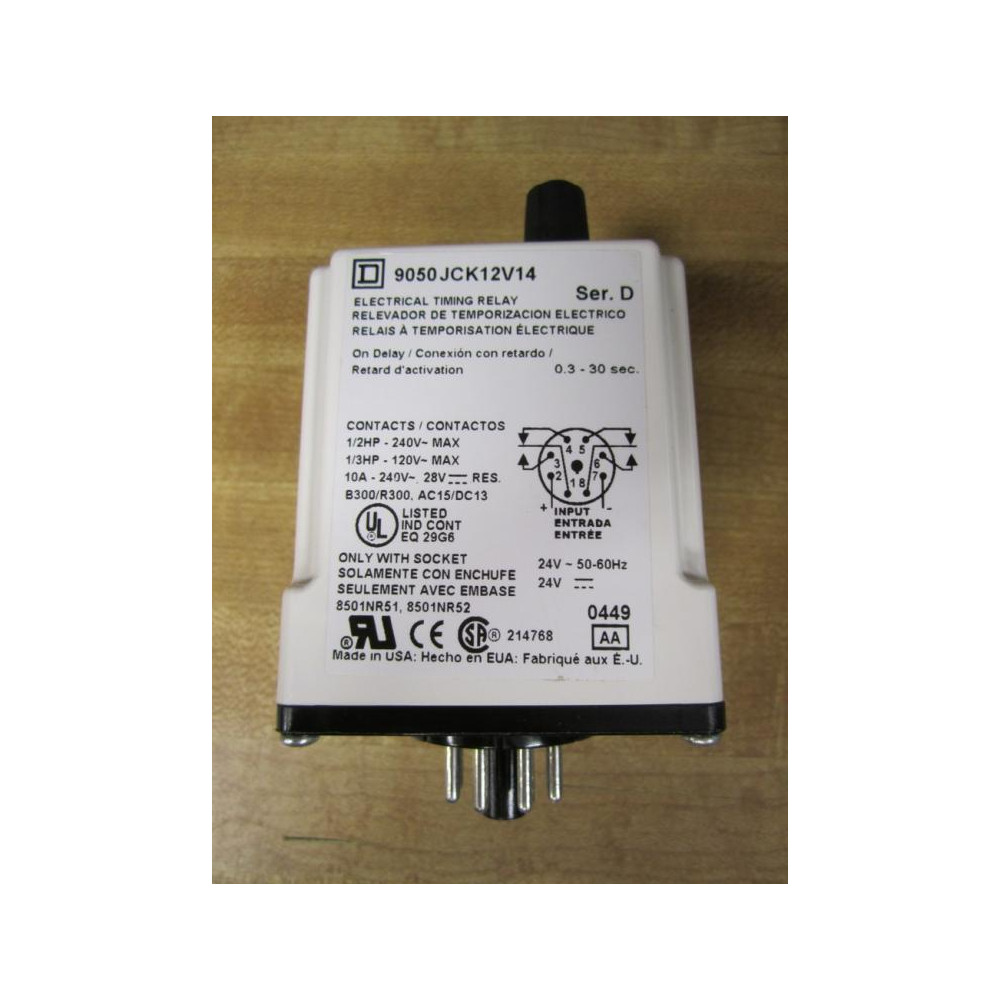 Square D 9050-JCK-12V14 Time Delay Relay 9050JCK12V14 - New No Box