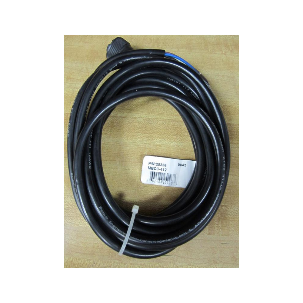 Banner 25226 Quick Disconnect Cable MBCC-412 Black Cable - New No Box