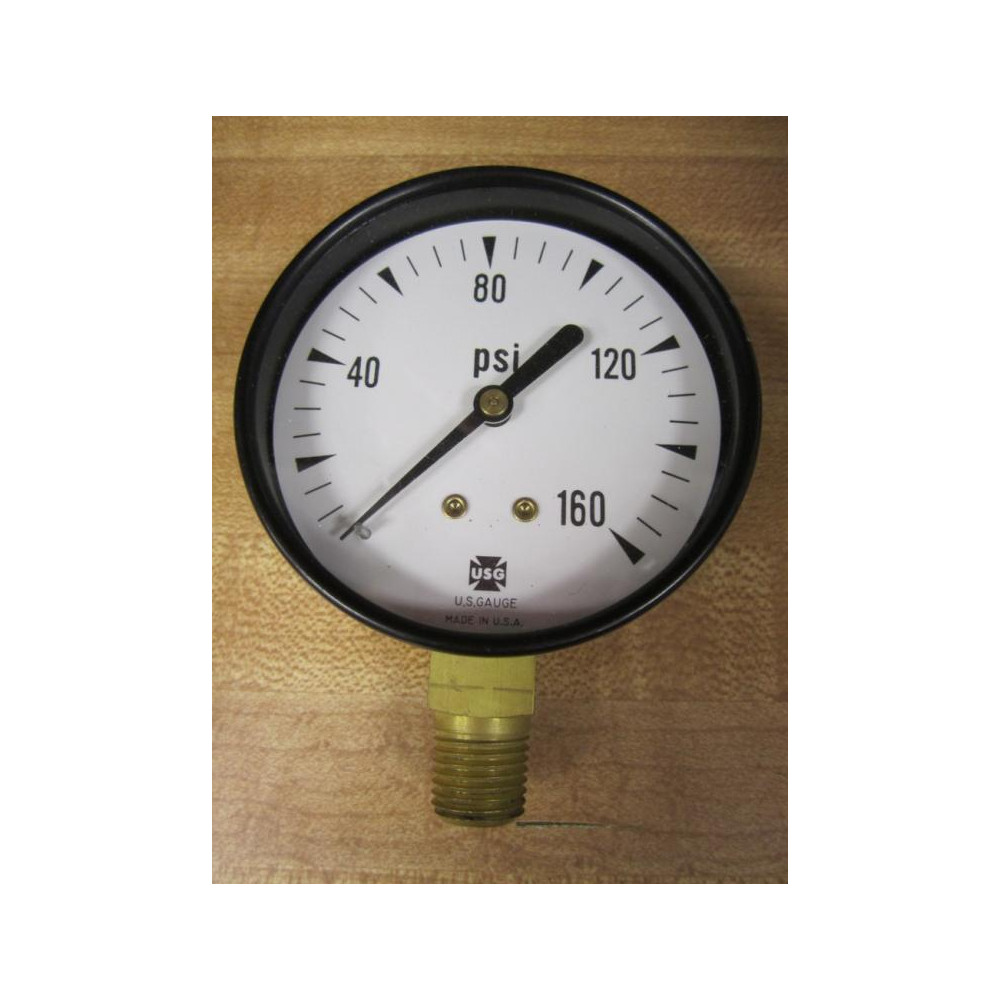 US Gauge 163281 Pressure Gauge 0-160PSI 14 NPT - New No Box