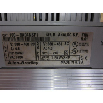 Allen Bradley 160-BA04NSF1 Speed Controller 160BA04NSF1 Series B - Used